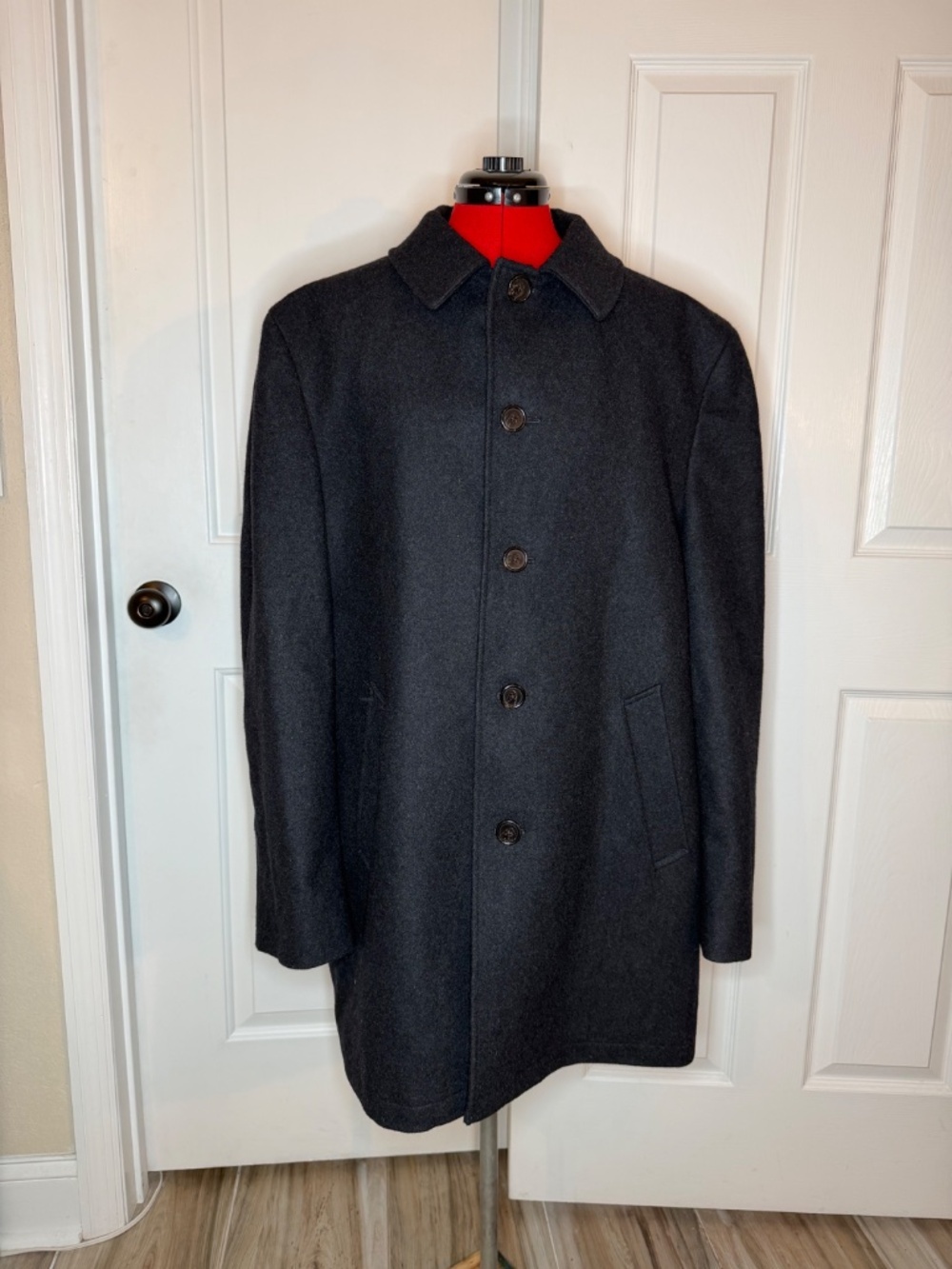 Lauren Ralph Lauren Black Wool Blend Overcoat Jacket Mens 44R